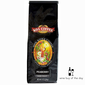 Koa Coffee Peaberry Dark Roast Kona Coffee Whole Bean
