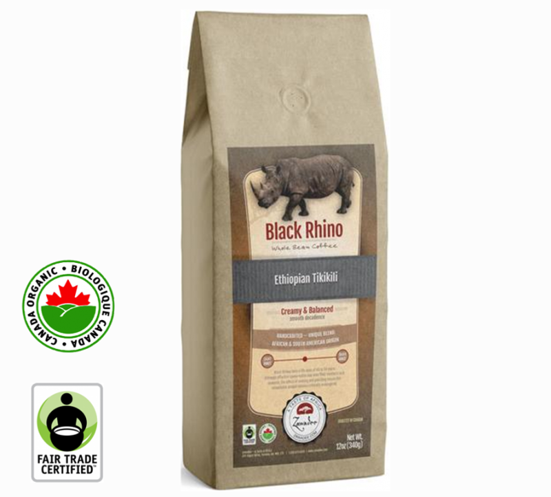Fair Trade Organic Black Rhino Ethiopian Tikikili Whole Bean | 12oz