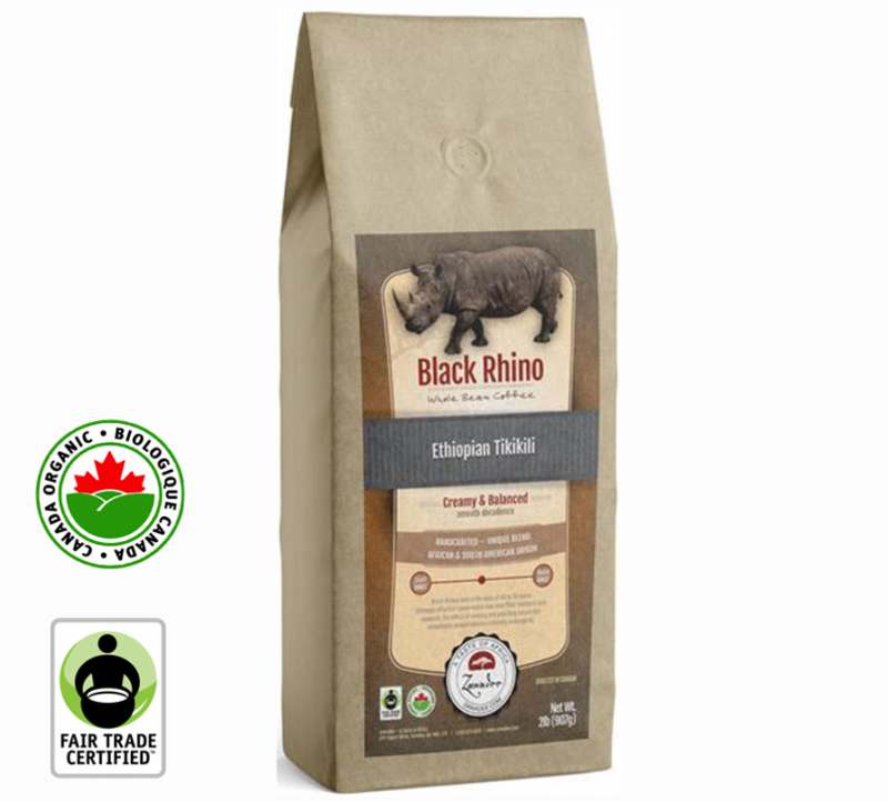 Fair Trade Organic Black Rhino Ethiopian Tikikili Whole Bean | 32oz
